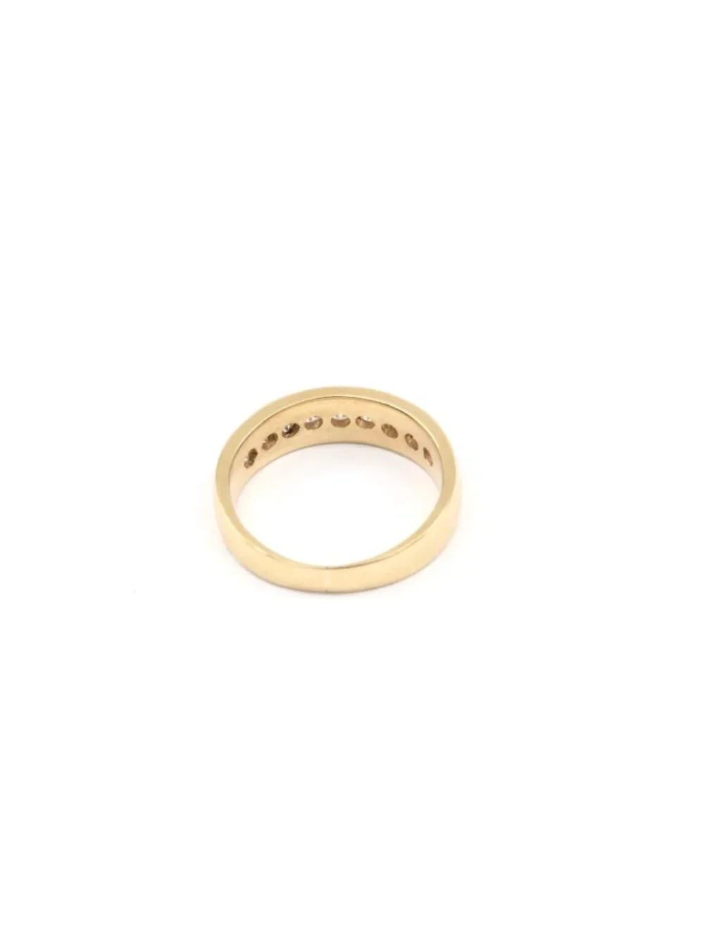 Unique 14K Solid Yellow Gold Designer Single Row CZ Wedding Ring Band -Size 4.25